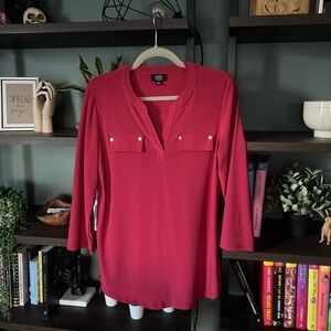 Jones New York - 3/4 Sleeve Blouse Soft Red - Size M